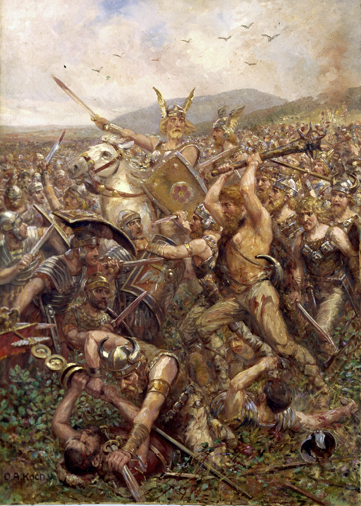 Gemälde der Varusschlacht von Otto Albert Koch (1909)